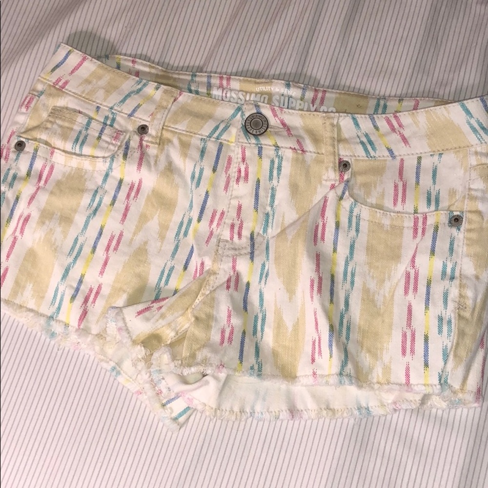 Patterned Denim Shorts